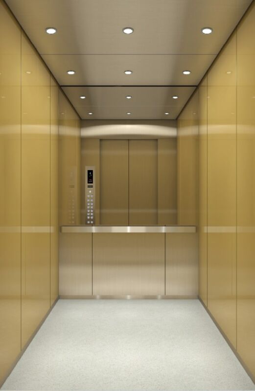 Hairline stainless steel, Half height glass mirror