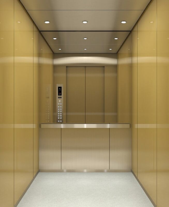 Hairline stainless steel, Half height glass mirror