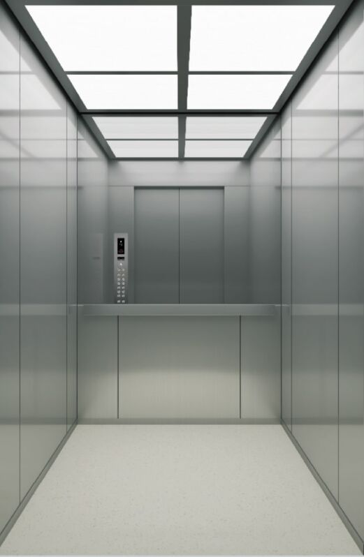 Hairline stainless steel, Half height glass mirror