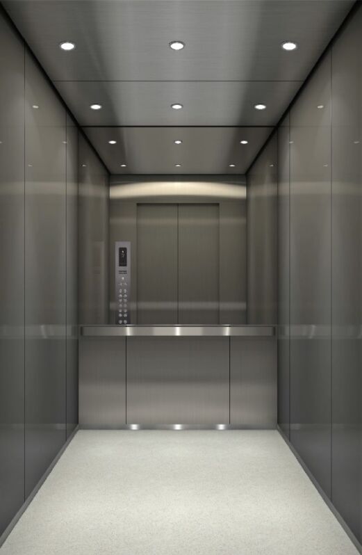 Hairline stainless steel, Half height glass mirror